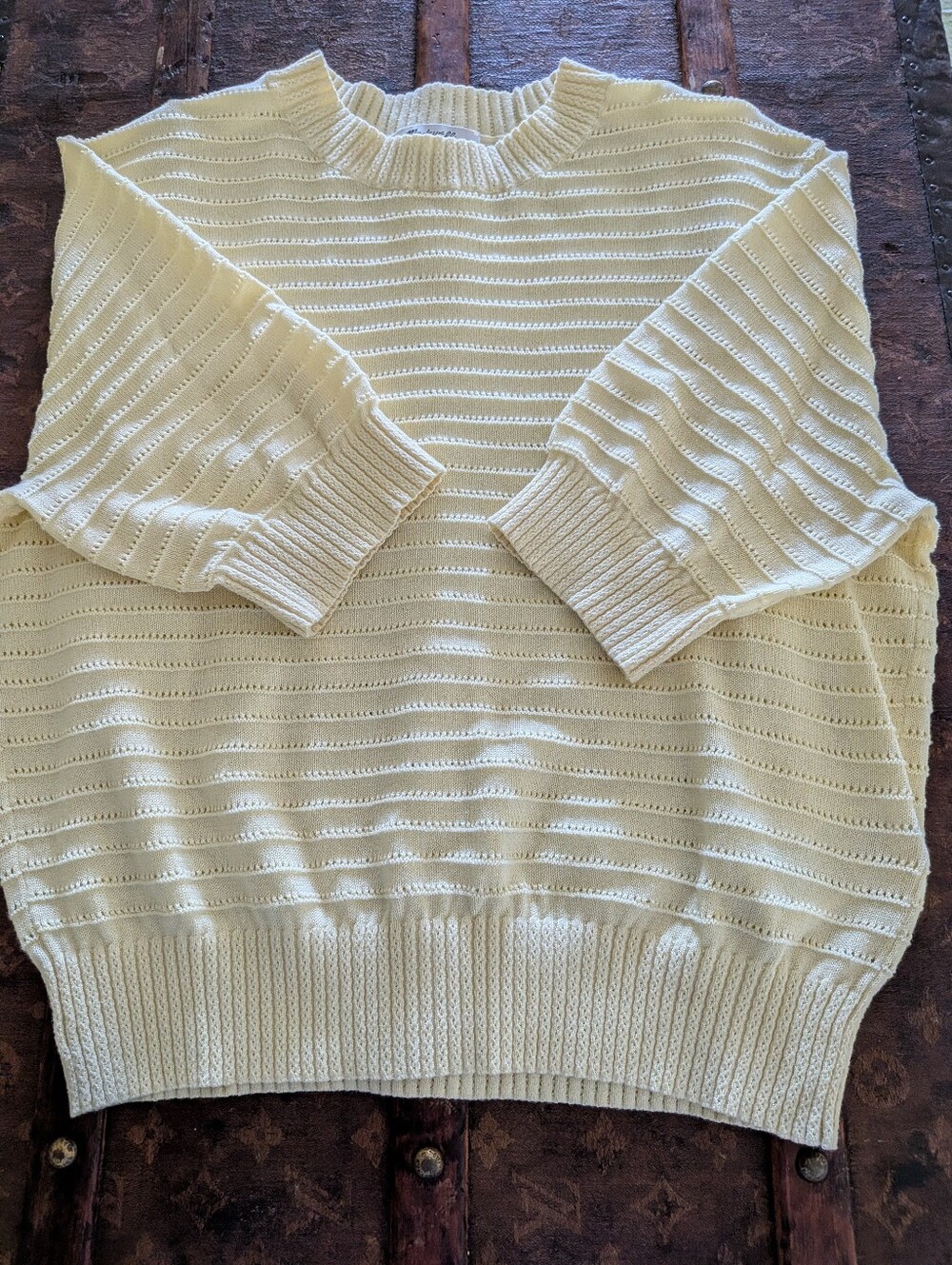 Textural-Stitch Crewneck Sweater in 100% Cotton